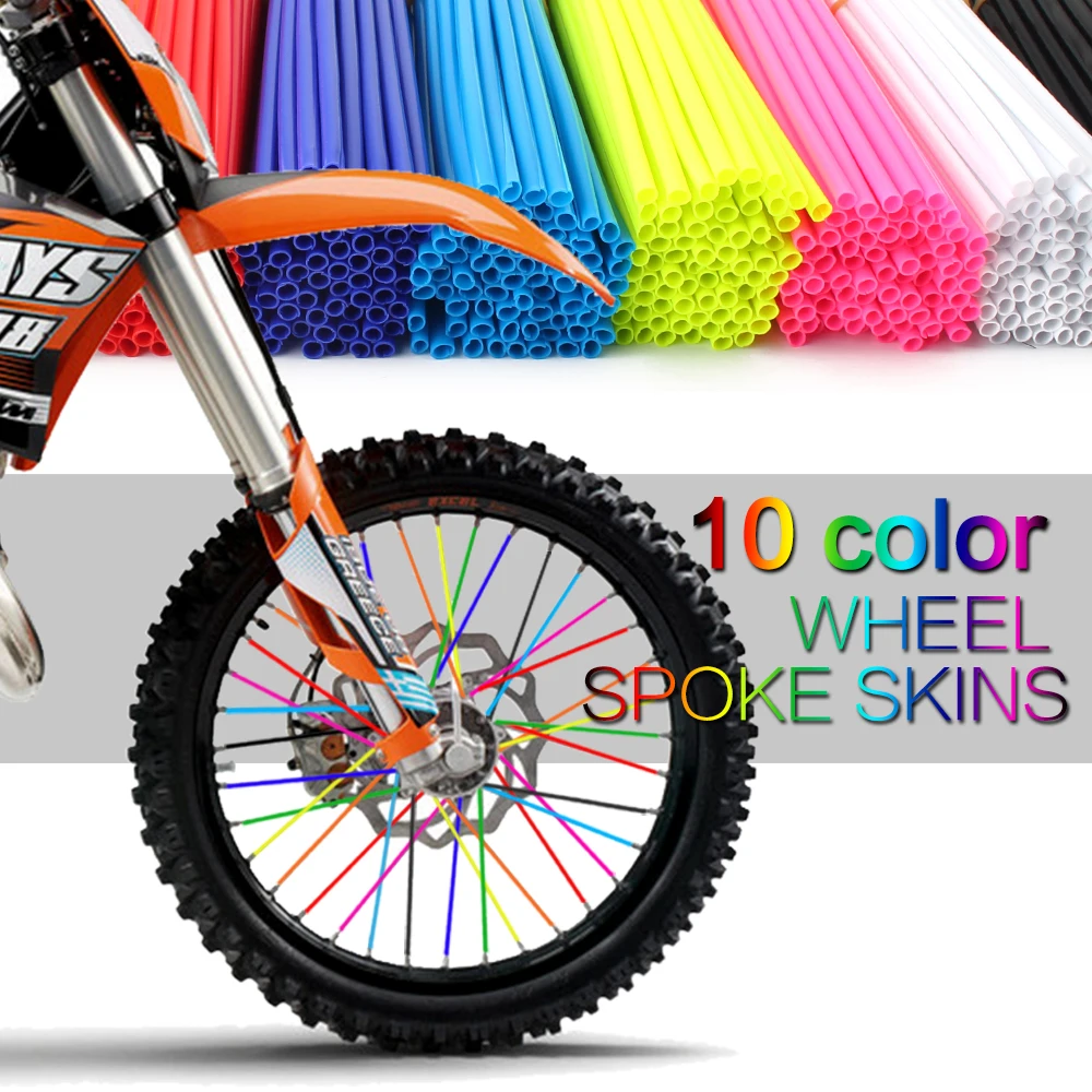 Motorcycle Wheel Rim Spoke Wrap Kit Skin Cover Motocross Dirt Pit Bike Enduro Supermoto For Honda For Suzuki Universal