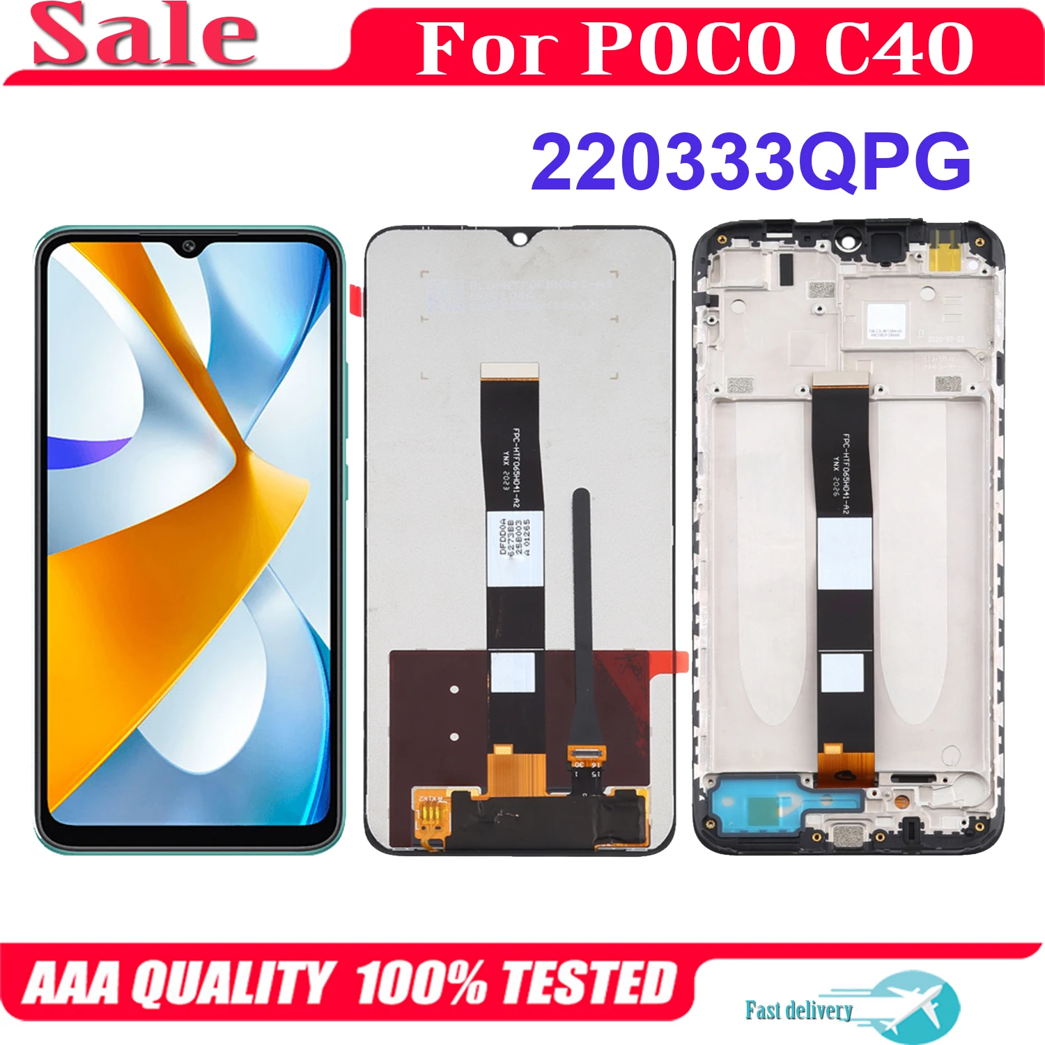 For POCO C40 220333QPG LCD Display Touch Screen Replacement Digitizer Assembly