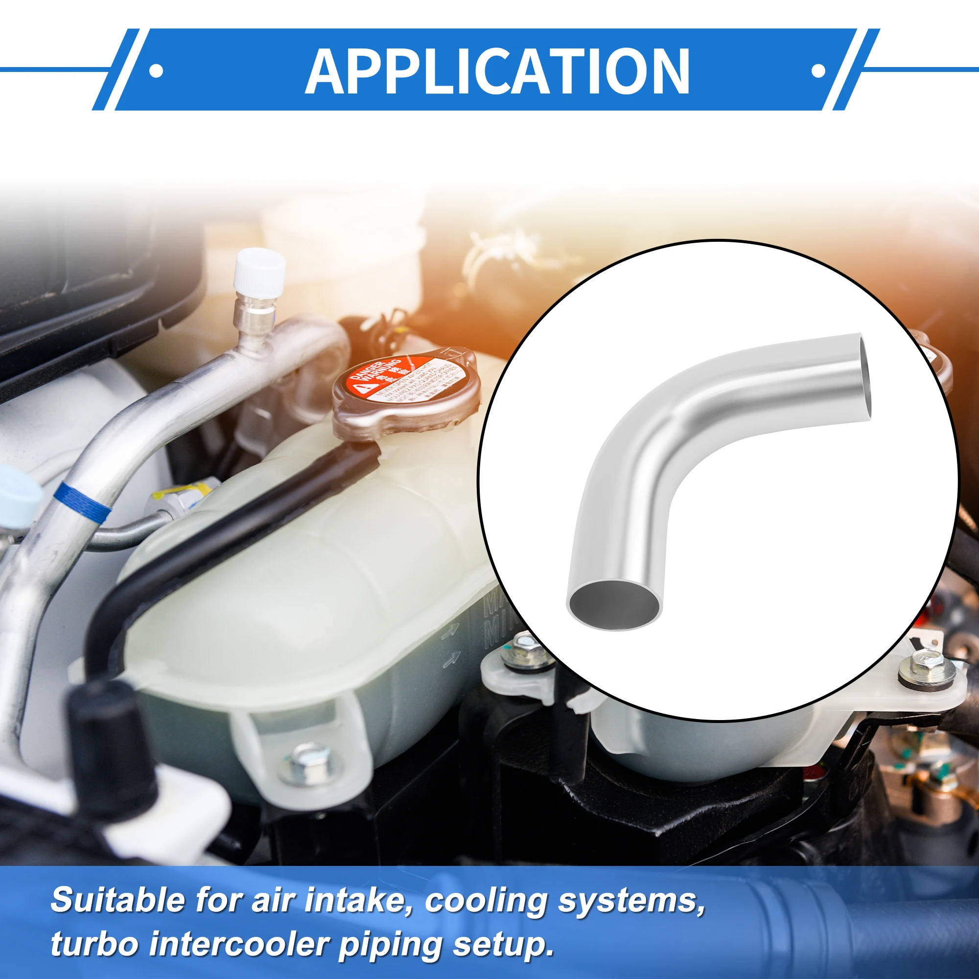 Uxcell 90 Degree 32/38/45/57/70mm OD Aluminum Alloy Tube Intercooler Bend Elbow Pipe Air Intake Pipe Wire Drawing Design 100mm
