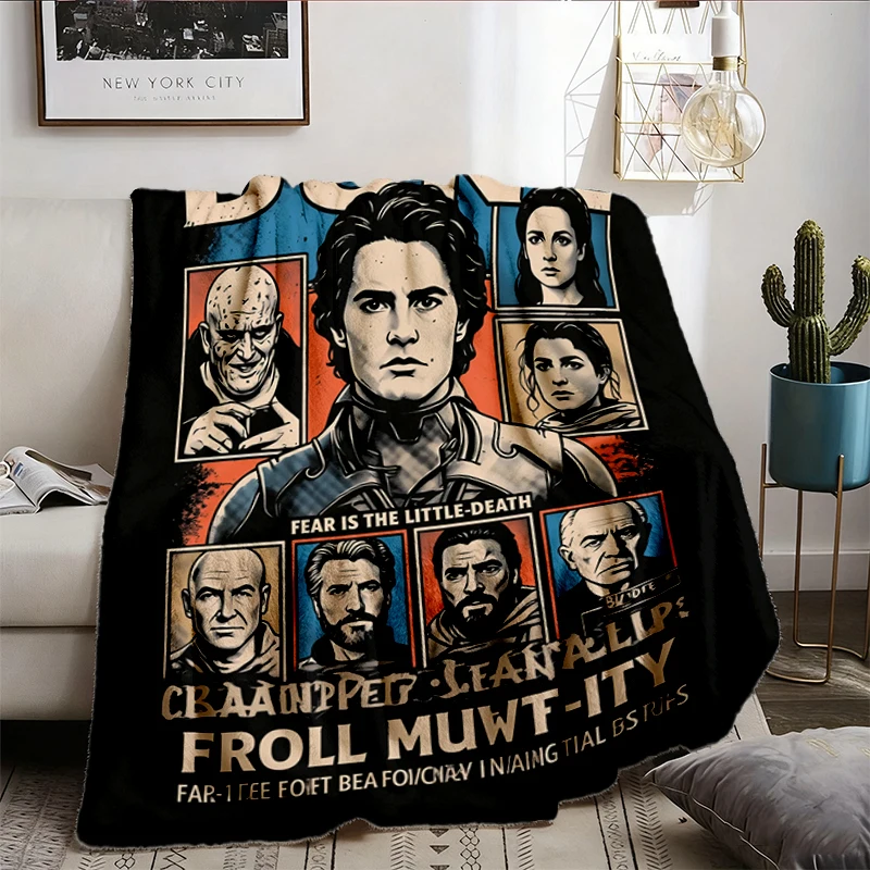 Dune Movie Graphic Flannel Throw Paul Atreides Sci-Fi Flannel Blanket The Spice Must Flow Arrakis Film Cozy Blanket