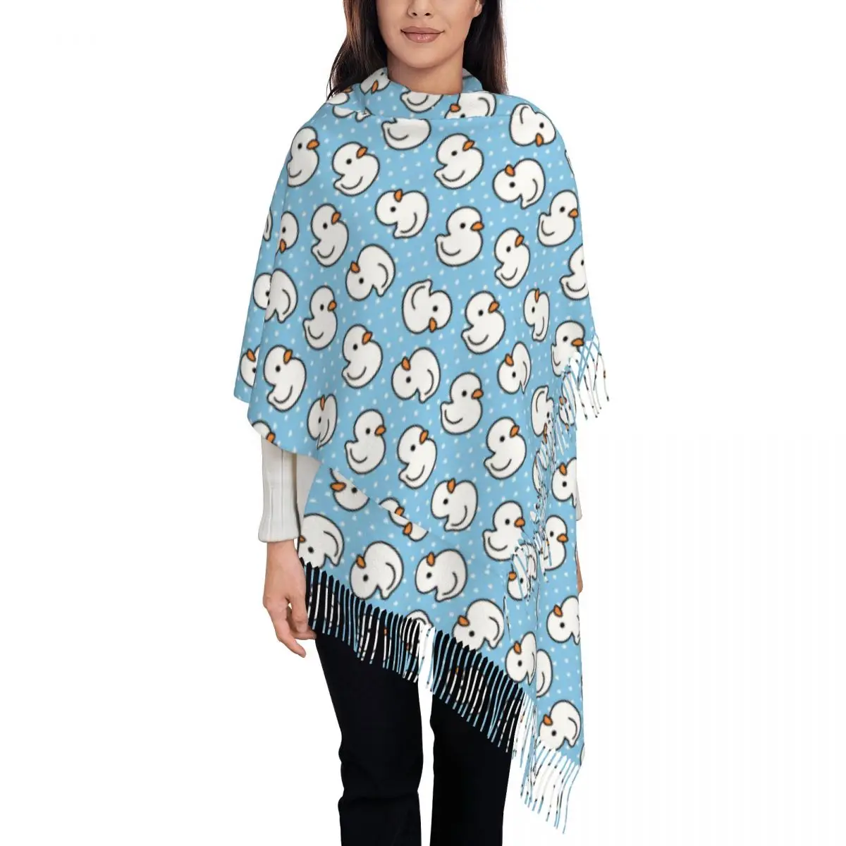 

Cute Duck Cartoon Scarf for Women Winter Warm Pashmina Shawls and Wrap Long Large Scarves with Tassel for Daily Wear