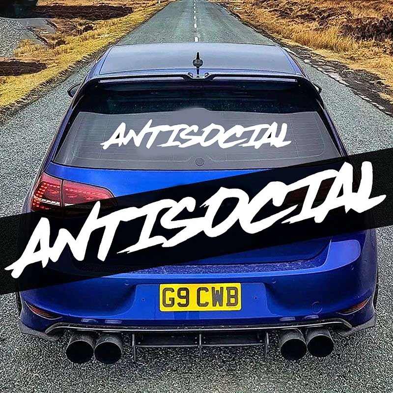 Antisocial Car Sticker Flag Windshield Creative Competition Letter Decorative Styling Style Vinyl Decals Vehicle Truck Motorbike