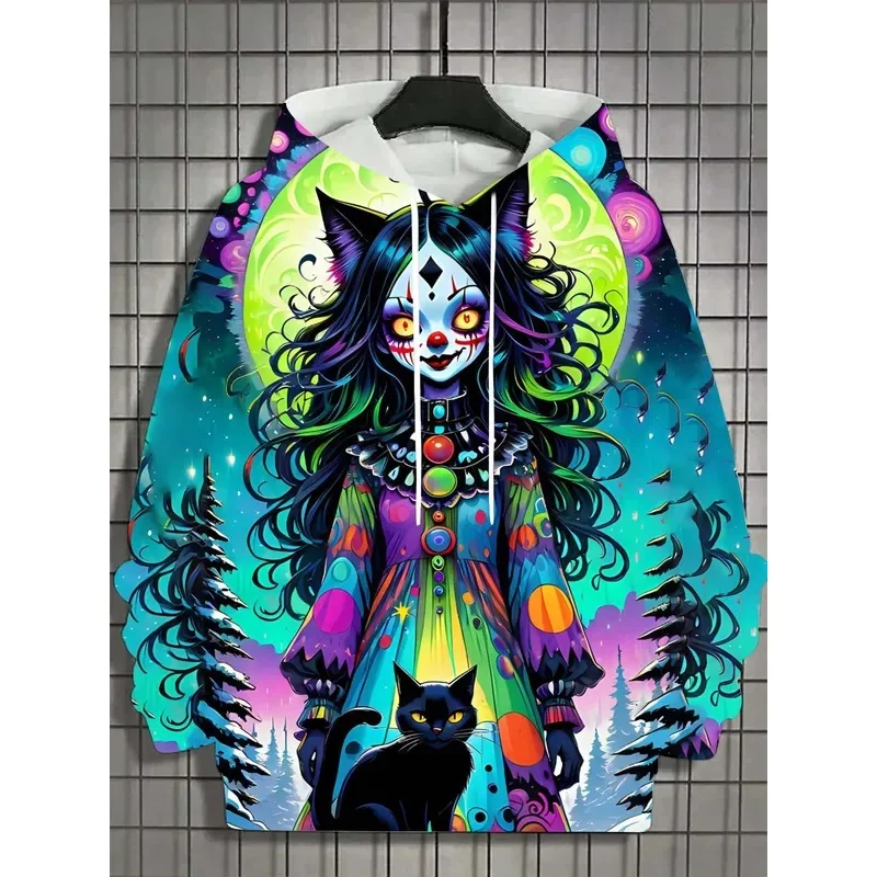 Fashion Women's Hoodie for Girls Autumn Long Sleeve Casual Sexy Girls Clothes Horror Undead Skull Pattern Unisex Tops