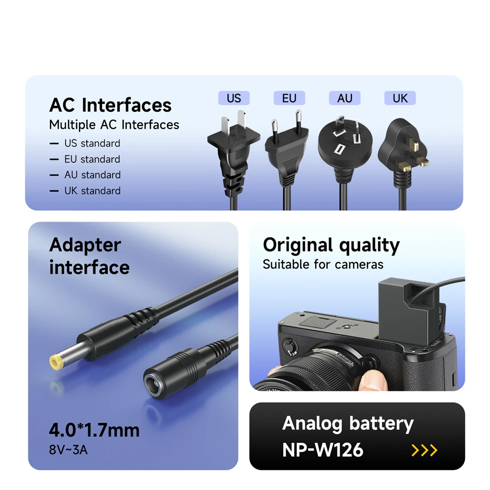PALO NP-W126 NP-W126S W126S Dummy Battery Power Adapter USB-C DC Coupler for Fujifilm X-T3 XT2 XT30 XS10 XT200 XT100 X100V X100F