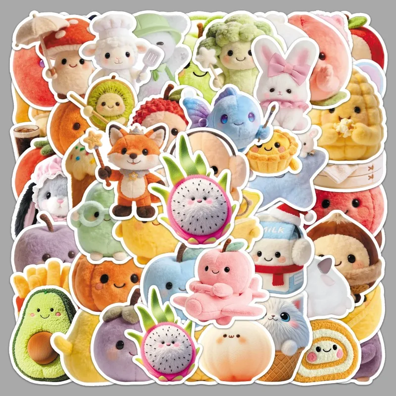 51PCS Cute Cartoon Stickers Ins Kawaii Fruit Animal Decals for Phone Case Laptop Scrapbooking Journaling DIY Craft Supplies