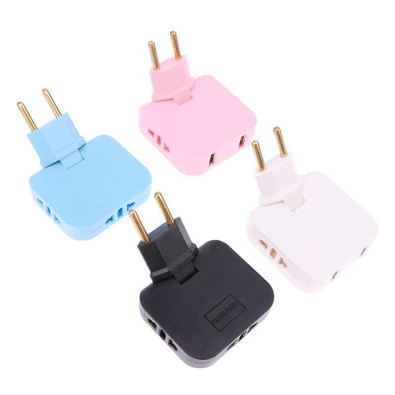 EU Plug 180 Degree Rotary Adapter Foldable 3 In 1 Travel Adapter Electrical Plug Power Converter Electric AC Outlet-New