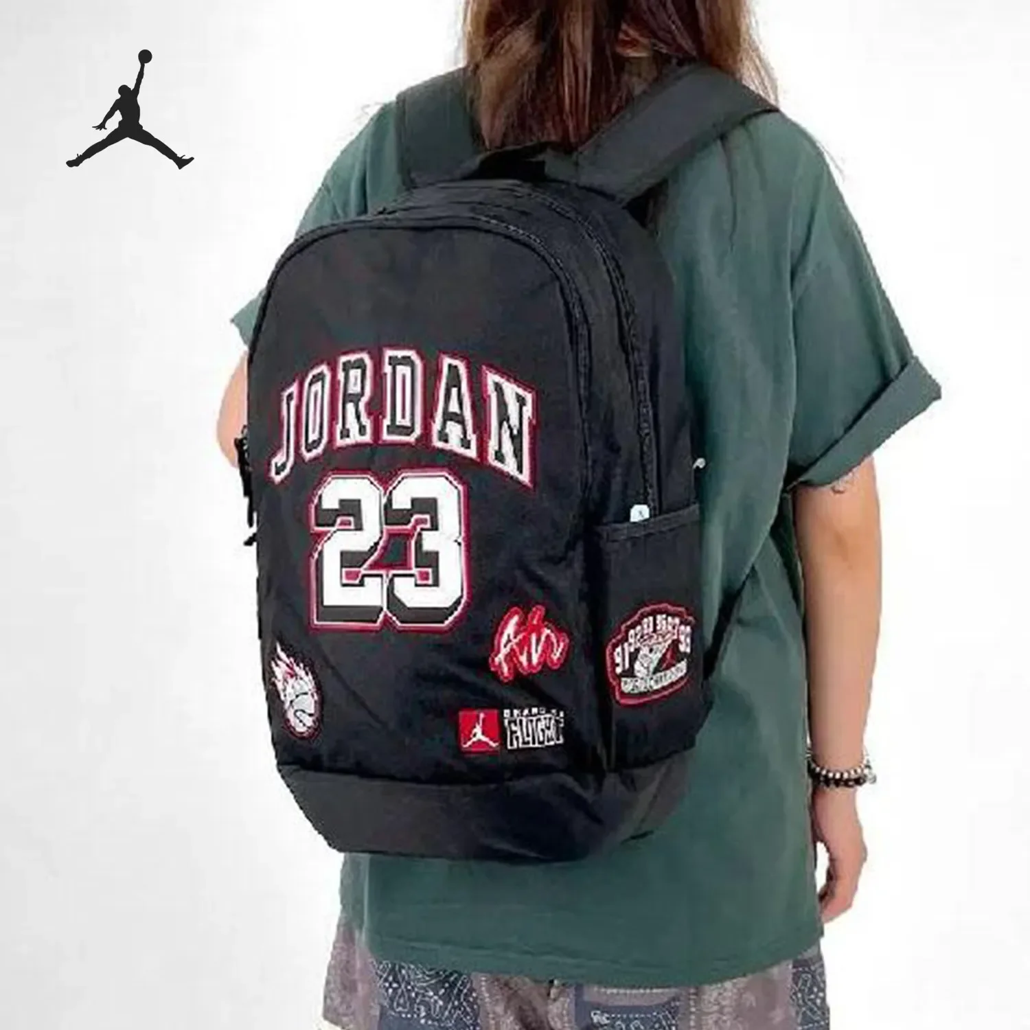 Nike JORDAN Unisex Basketball Training Storage Backpack Lightweight Multi Pocket School Travel Commuter Daypack JD2433006AD-002
