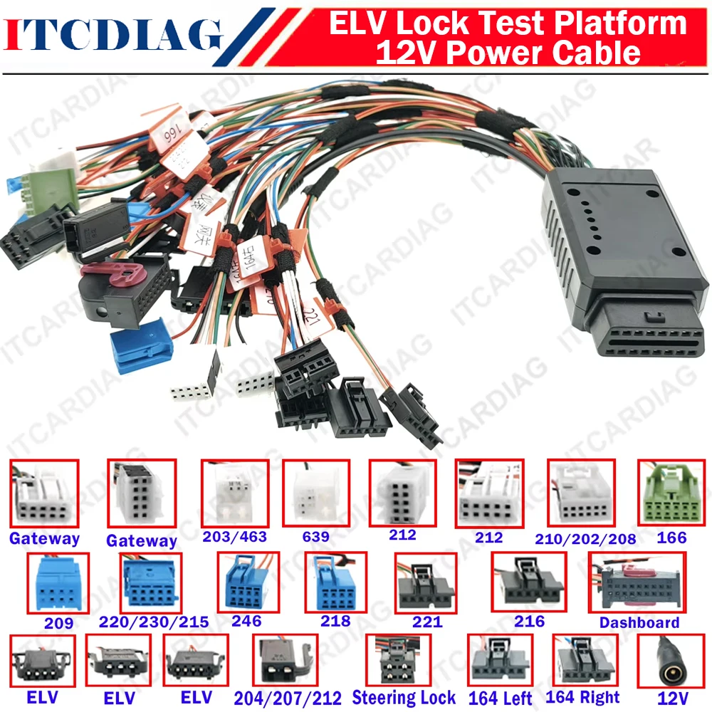 

ELV Lock Test Platform Cable 12V Power For Mercedes-Benz Multifunctional All Key Lost Support VVDI Large Panel Wiring Harness