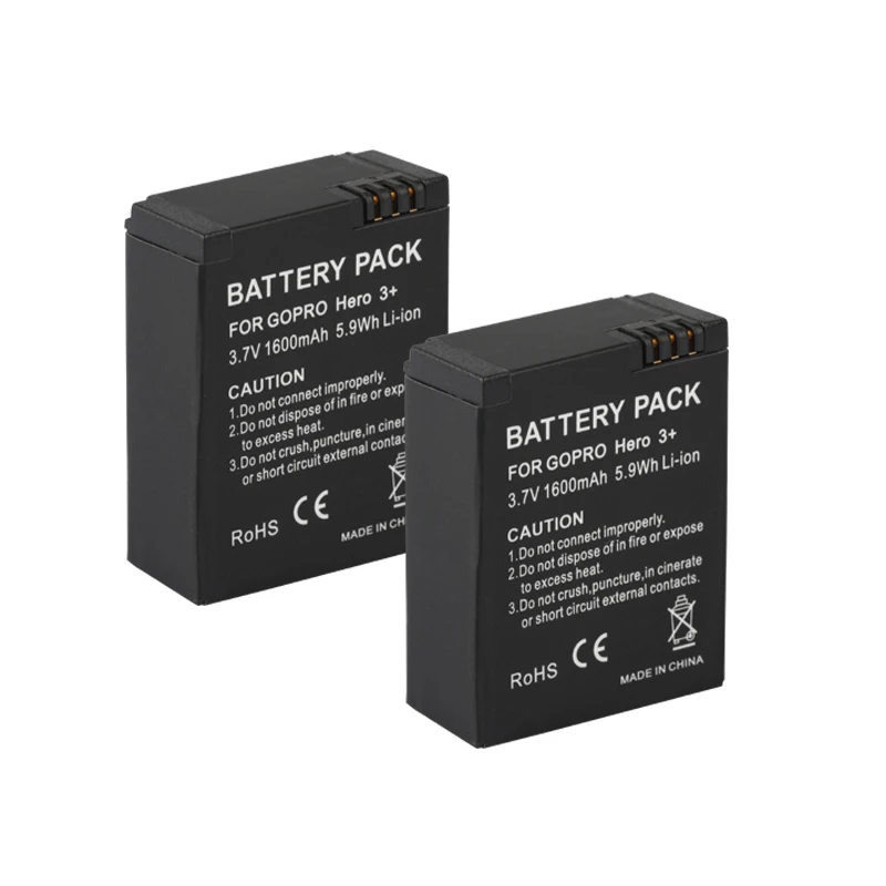 Batteria JHTC per Gopro Hero 3 batterie per fotocamere nere da 1600mah per Go Pro hero 3 hero hero 3 +