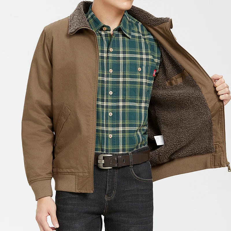 Veste en laine d'agneau délavée pour hommes, manteau d'affaires à revers, coupe-vent, chaud, vintage, automne, hiver, nouvelle tendance, 2024