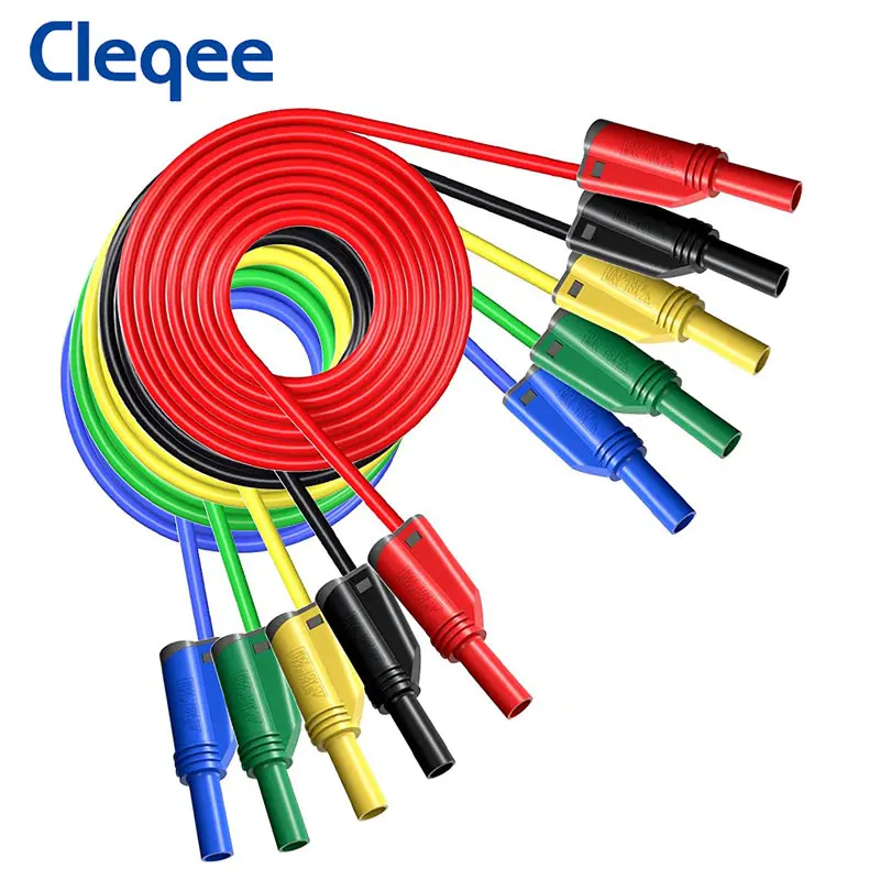 Cleqee P1050-1 Multimater Silicone Test Lead 4mm Banana Plug Soft Cable Safe Stackable Male Plug 1M Wire