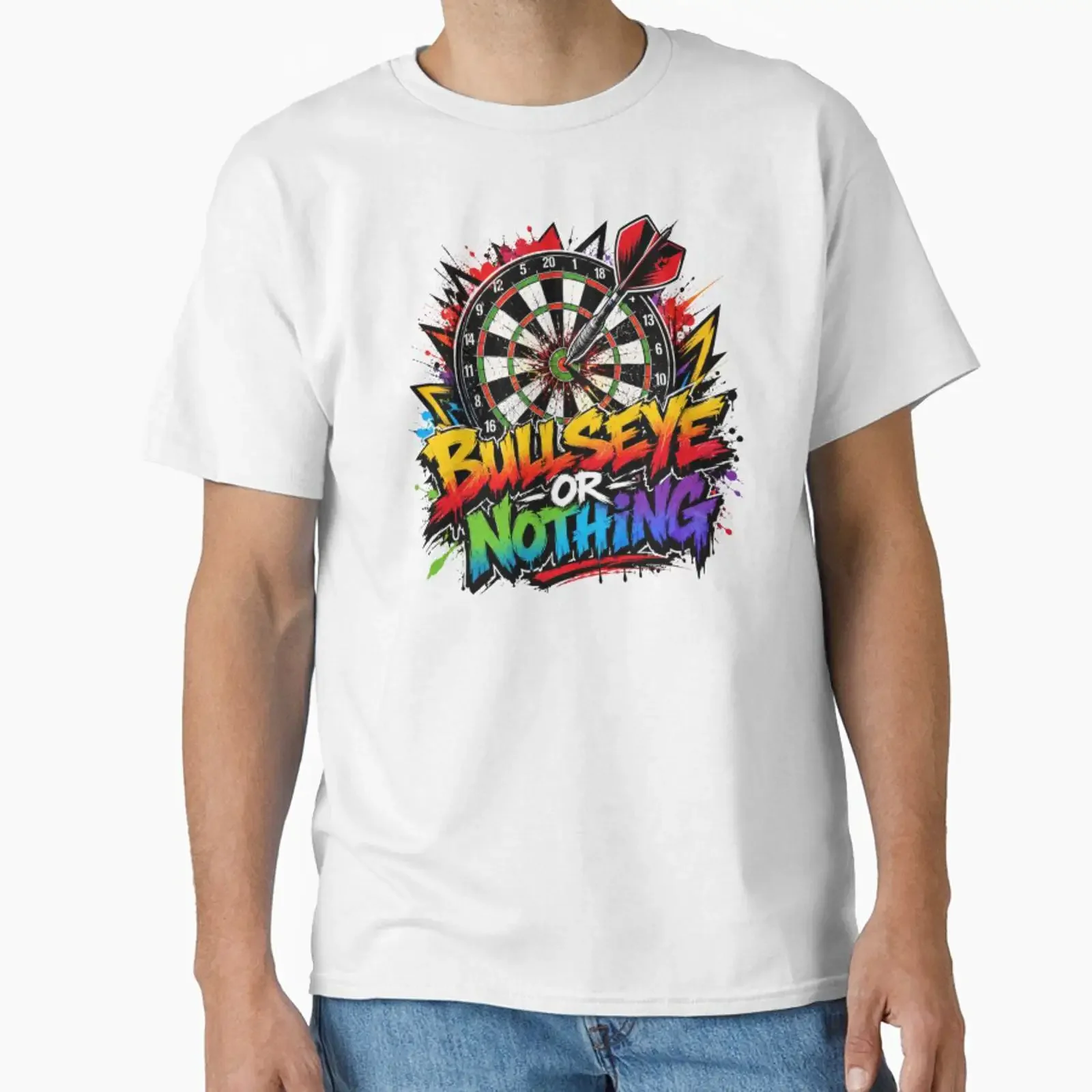Accuracy Bullseye or Nothing Colorful Darts designed and sold by SplashPixel vintage Washed designer clothes graphic