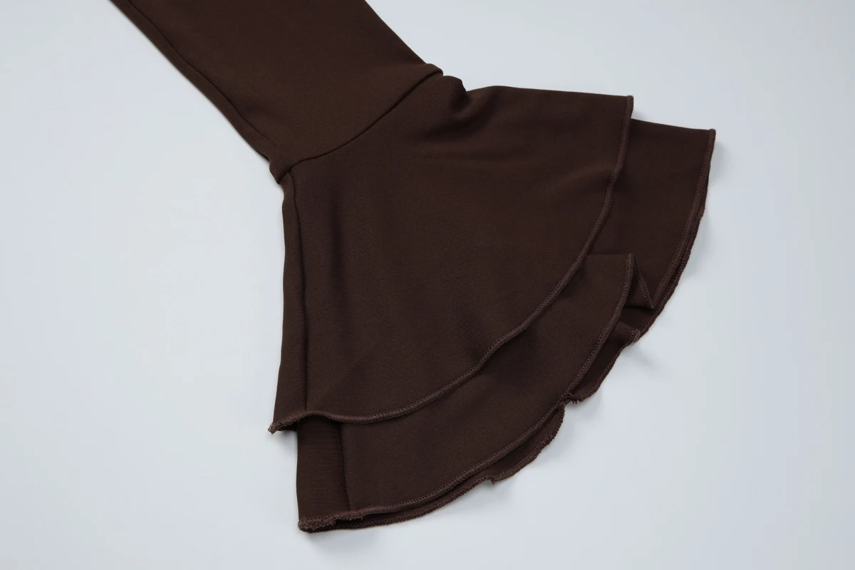 Hugcitar Modisches O-Ausschnitt Einfarbiges Langes Kleid mit Ausgestellten Ärmeln, Sexy Plissiertes Minikleid für Herbst und Winter, Damenkleidung für Geburtstagsfeiern und Festivals – Detail 7