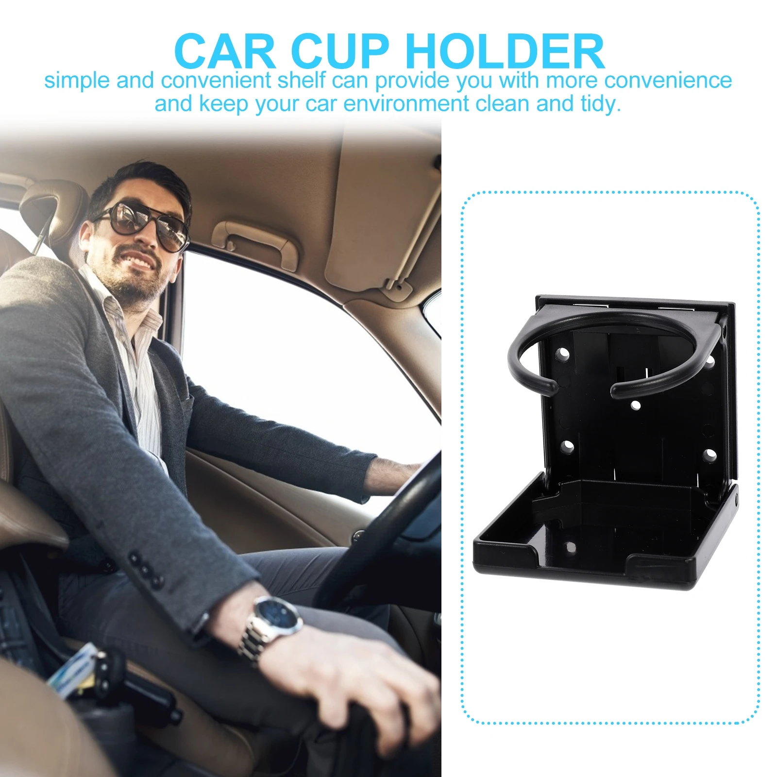 

Folding Cup Holders ABS Black Fits Most Bottles Cups Keep Car Clean Tidy Foldable Drink Holders Car Accessories Durable