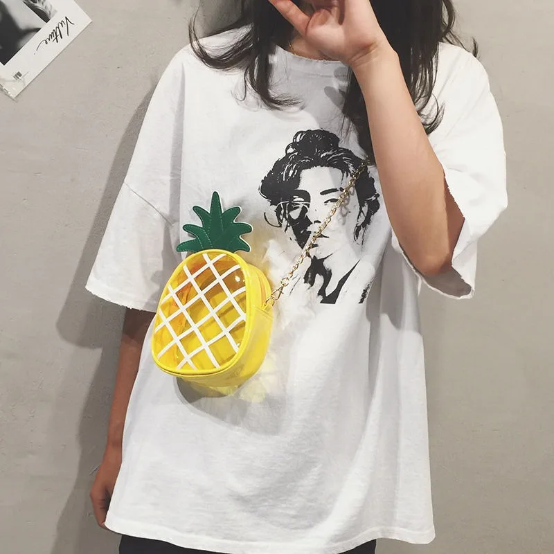 Instagram new small bag, fashionable and personalized PVC transparent jelly pineapple bag, single shoulder crossbody women's bag