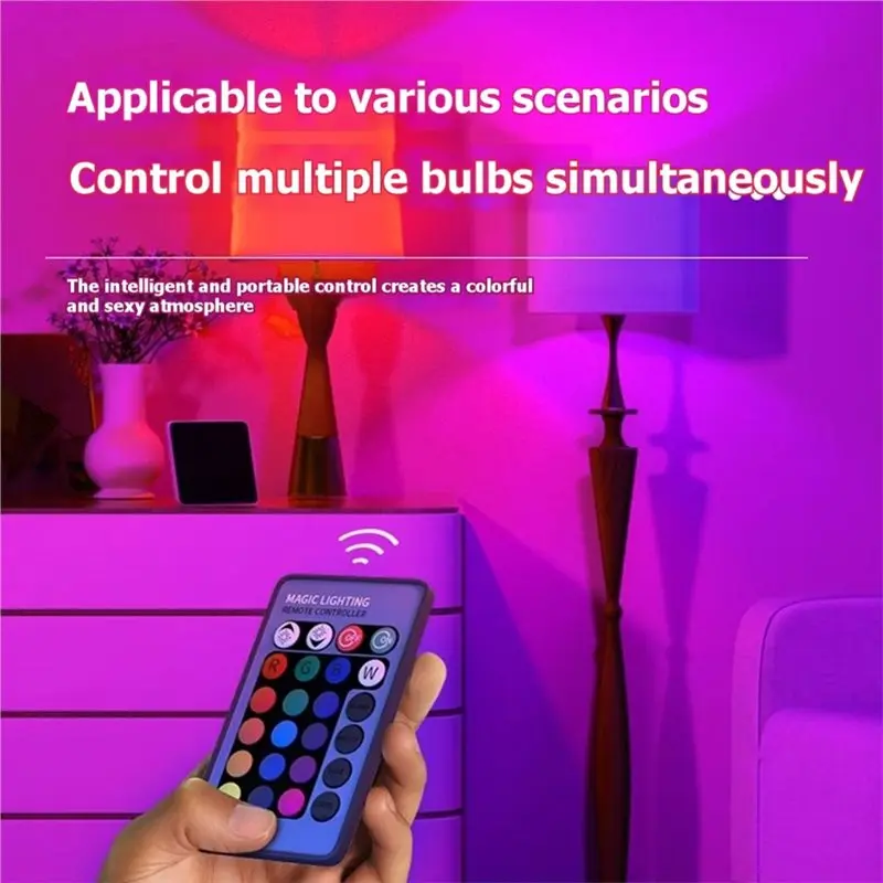 B17B Colorful RGB LED Smart Bulb 15W 6PCS, Home Use,Color Changing Ambient Light, Remote Control