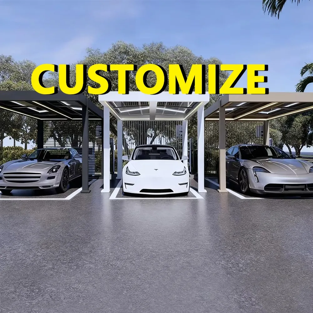 Any Size Custom PV Energy Storage Parking Shed 3600w 6000w Solar Sturdy Waterproof Outdoor Multi Functional Charging Carport