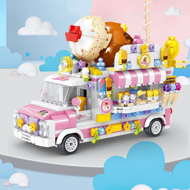 Nowy Mini Burger Samochód Deser DIY Kreatywne Zabawki Edukacyjne Dla Dziewczynek Klocki Konstrukcyjne Zestaw Do Składania Słodki Ciasteczkarnia na Kółkach