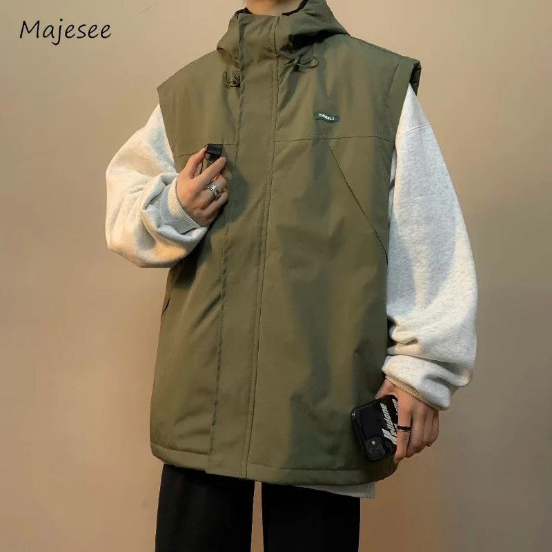 

Vests Men Leisure Baggy Hooded European Style Daily Streetwear Workwear Quick-dry Sleeveless Mountaineering Comfortable Handsome