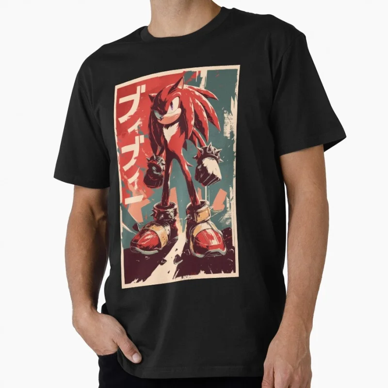 

Knuckles Chad Energy Sonic Shadow the Hedgehog Gift t shirt for Anime lover Short Sleeve Graphic Tee Y2K clothes All size Tops