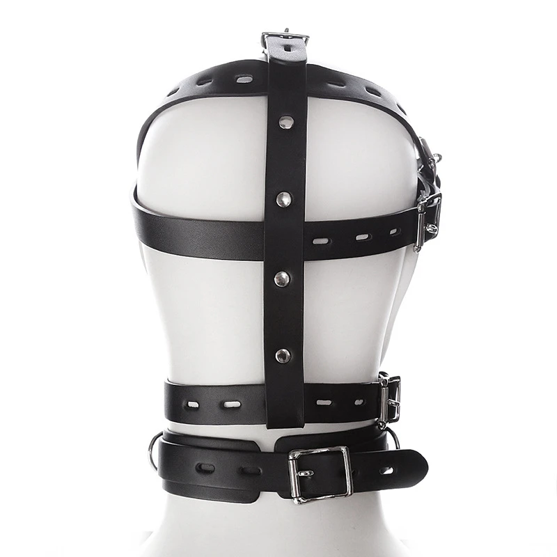 Casco fetiche de cuero BDSM Bondage, máscara, capucha, restricción, Cosplay adulto, Juguetes sexuales para parejas, mujeres, Gay