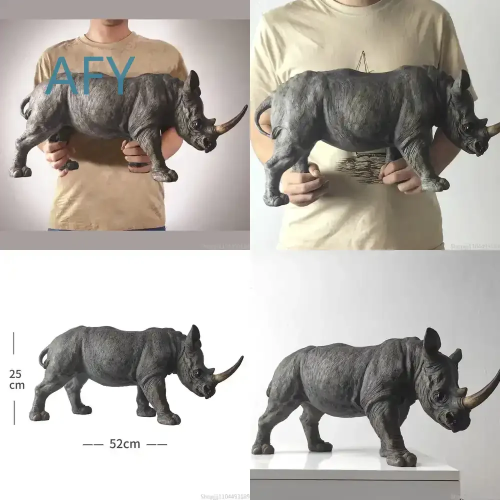 Luxury Rhino Statue for TV Cabinet Entryway Office Home Decor Animal Sculpture Decorative Figurine Living Room Bedroom Shelf