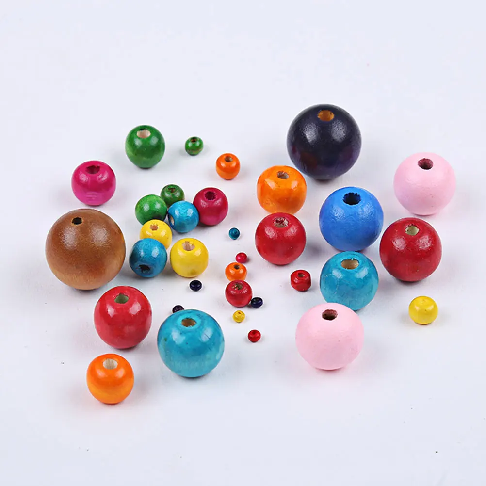 

800 Pcs Beading Material Colored Beads Kids Kit Round Craft Wooden Jewellery Making for Crafts Materials