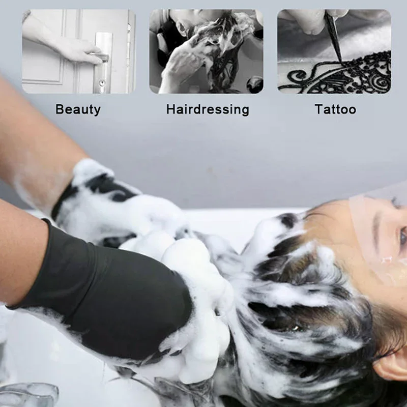 

Перчатки для краски для волос, профессиональные для укладки и окрашивания волос, толстый латекс, черный, устойчивый к коррозии, высокая эластичность, парикмахерский инструмент