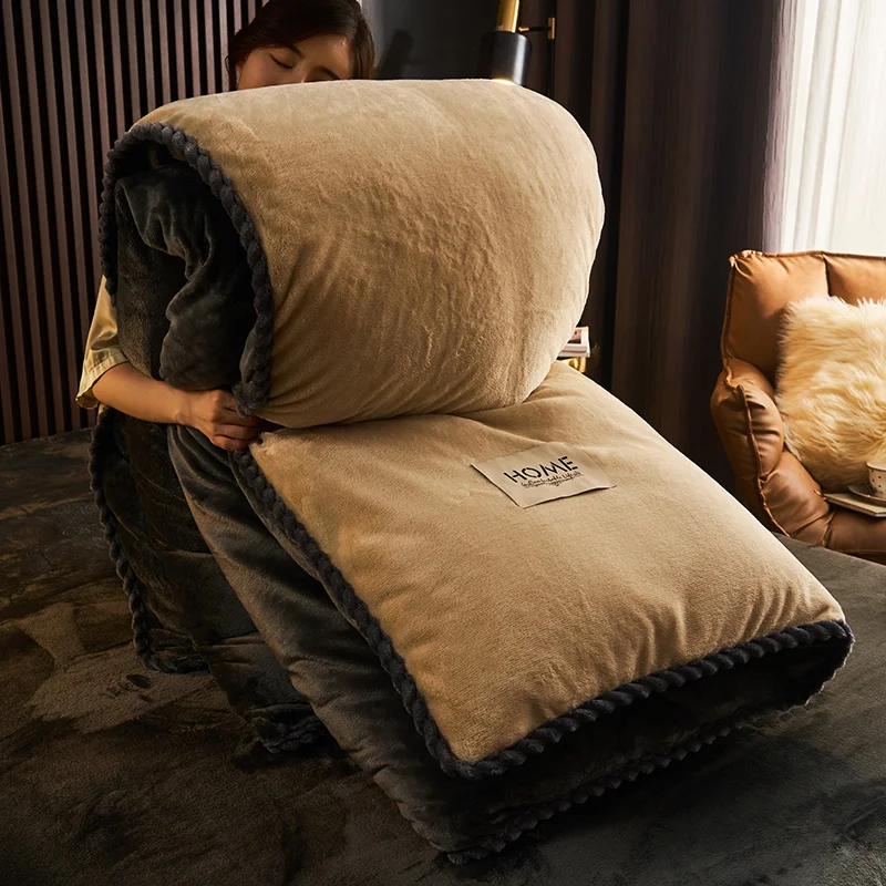 Winter Thick Quilt Cover Bedding Simple Solid Color Warm Soft Double-Sided Plush Single Quilt Cover Twin Queen King Duvet Cover - Image 3