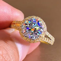 14K Gold 3ct Lab Diamond Ring 925 sterling silver Bijou Engagement Wedding band Rings for Women Bridal Birthday Party Jewelry