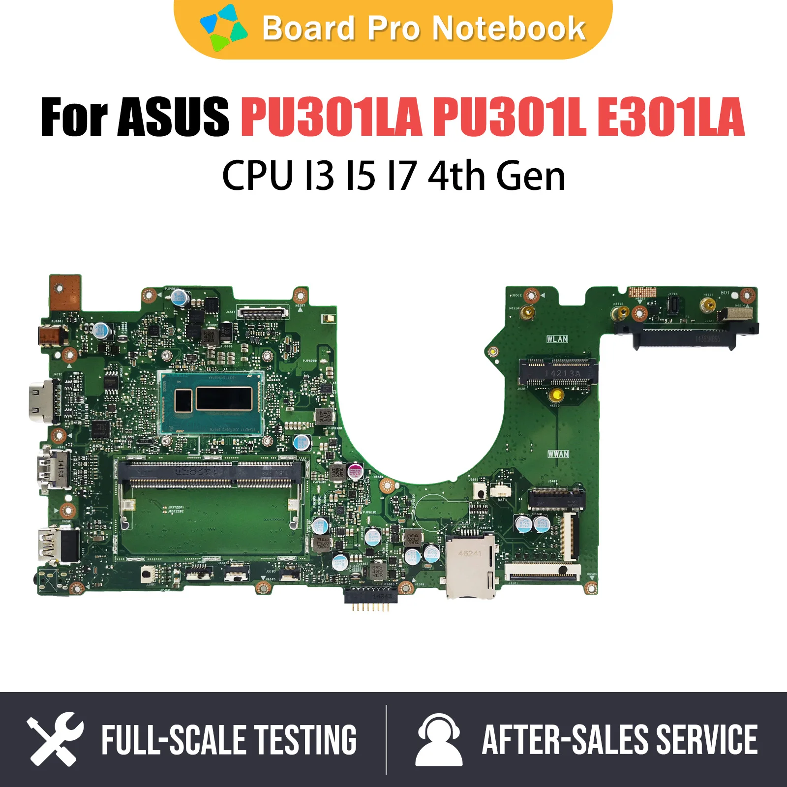 

PU301LA Notebook Mainboard For ASUS PRO ESSENTIAL PU301L E301LA Laptop Motherboard With CPU I3 I5 4th Gen