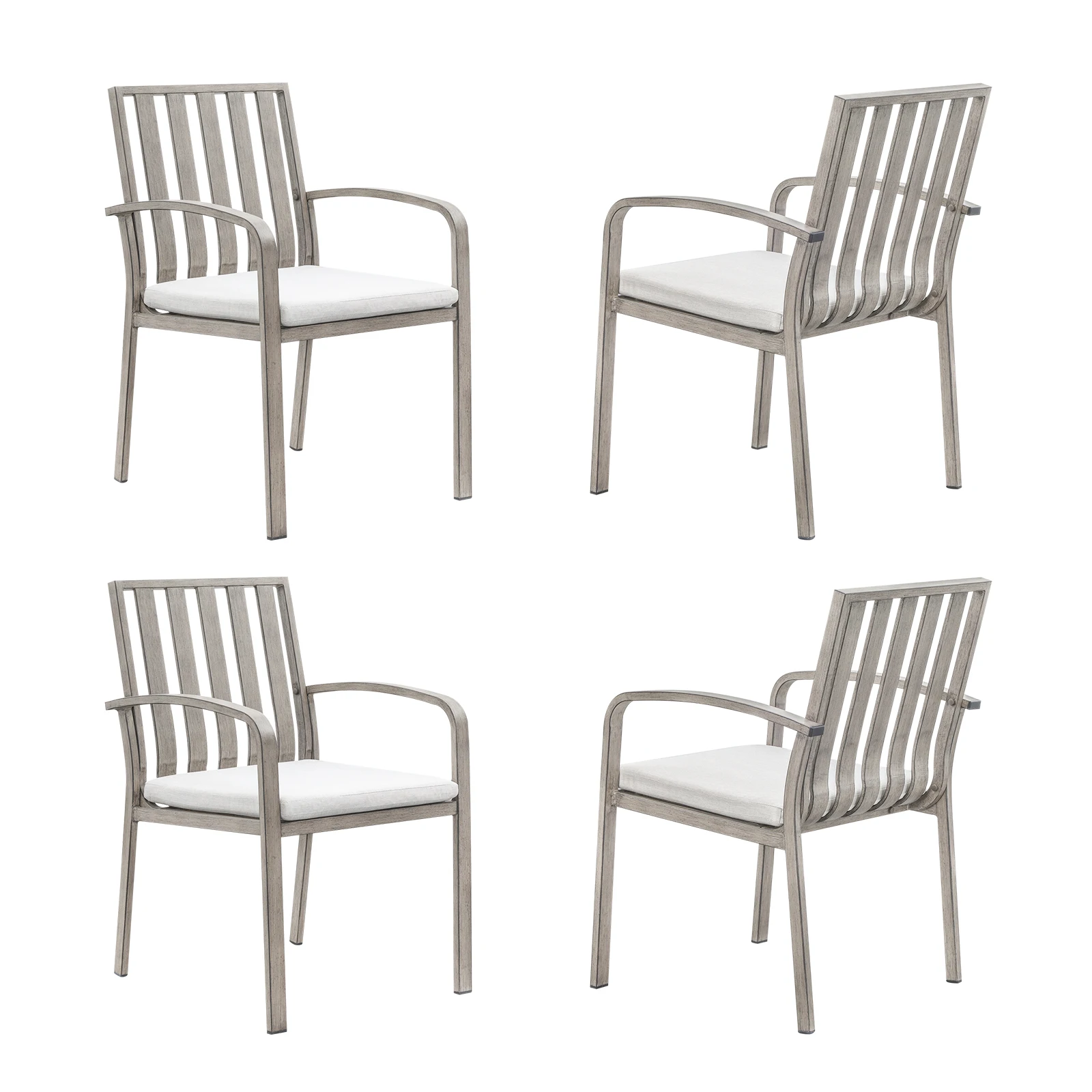 

4-Piece Lightweight Aluminum Frame Dining Chairs Washable Fabric Comfortable Seat Back Cushions for Home Bar Park Gym-Portable