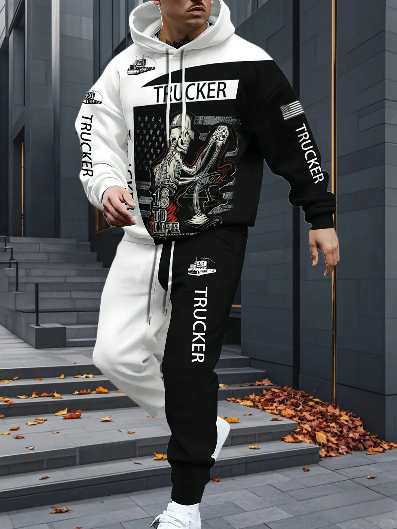 2025/26 última moda conjunto con capucha de moda urbana para hombres Y2K Otoño/Invierno estampado 3D pantalones casuales de moda para adultos para hombres