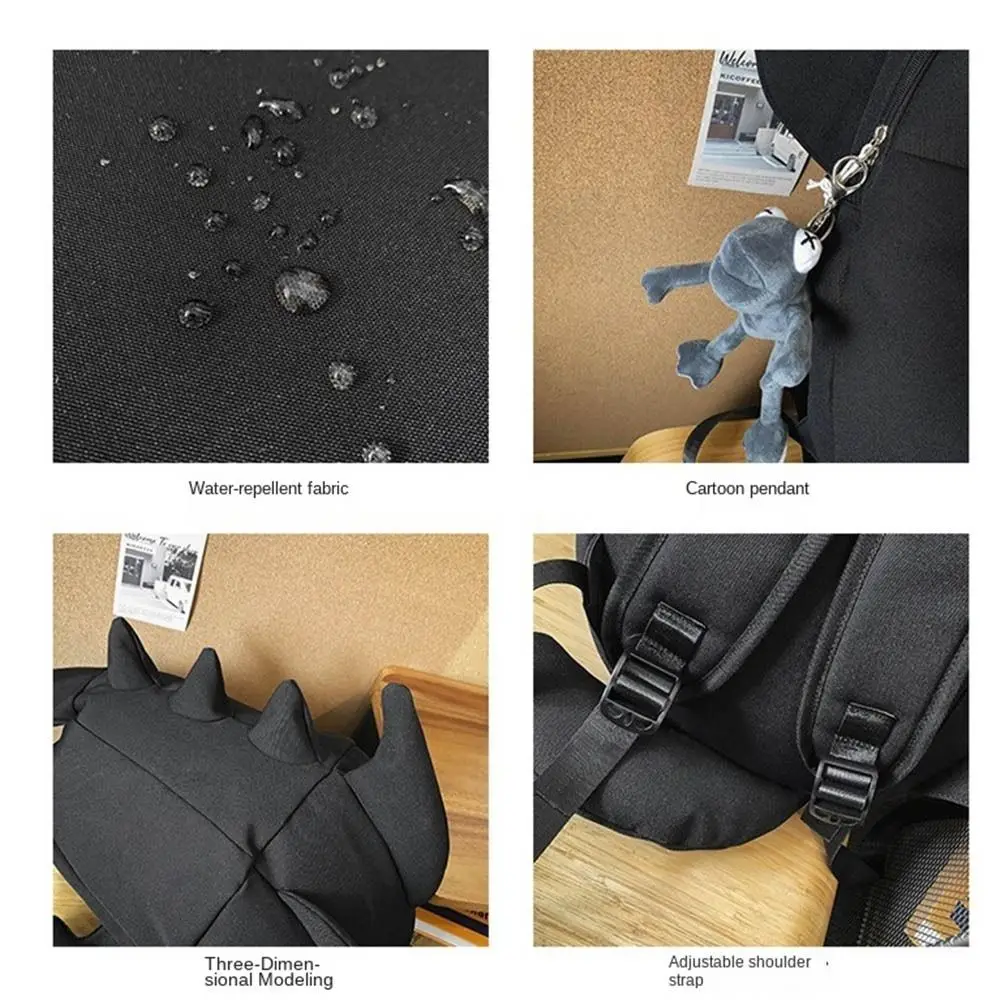 Tas Ransel Hiu Trendy Anti Air Portabel Multi-saku Kasual untuk Laptop, Tas Sekolah Kuliah dari Bahan Nylon untuk Siswa Putra Putri