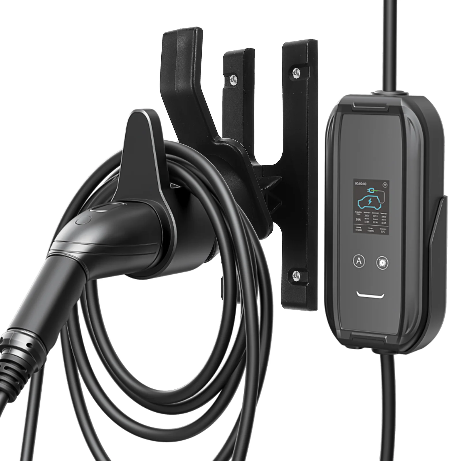 Chargers Charging Pile Stand Electric Car Holder Ev Hanger Wall Mount Black Cord Port