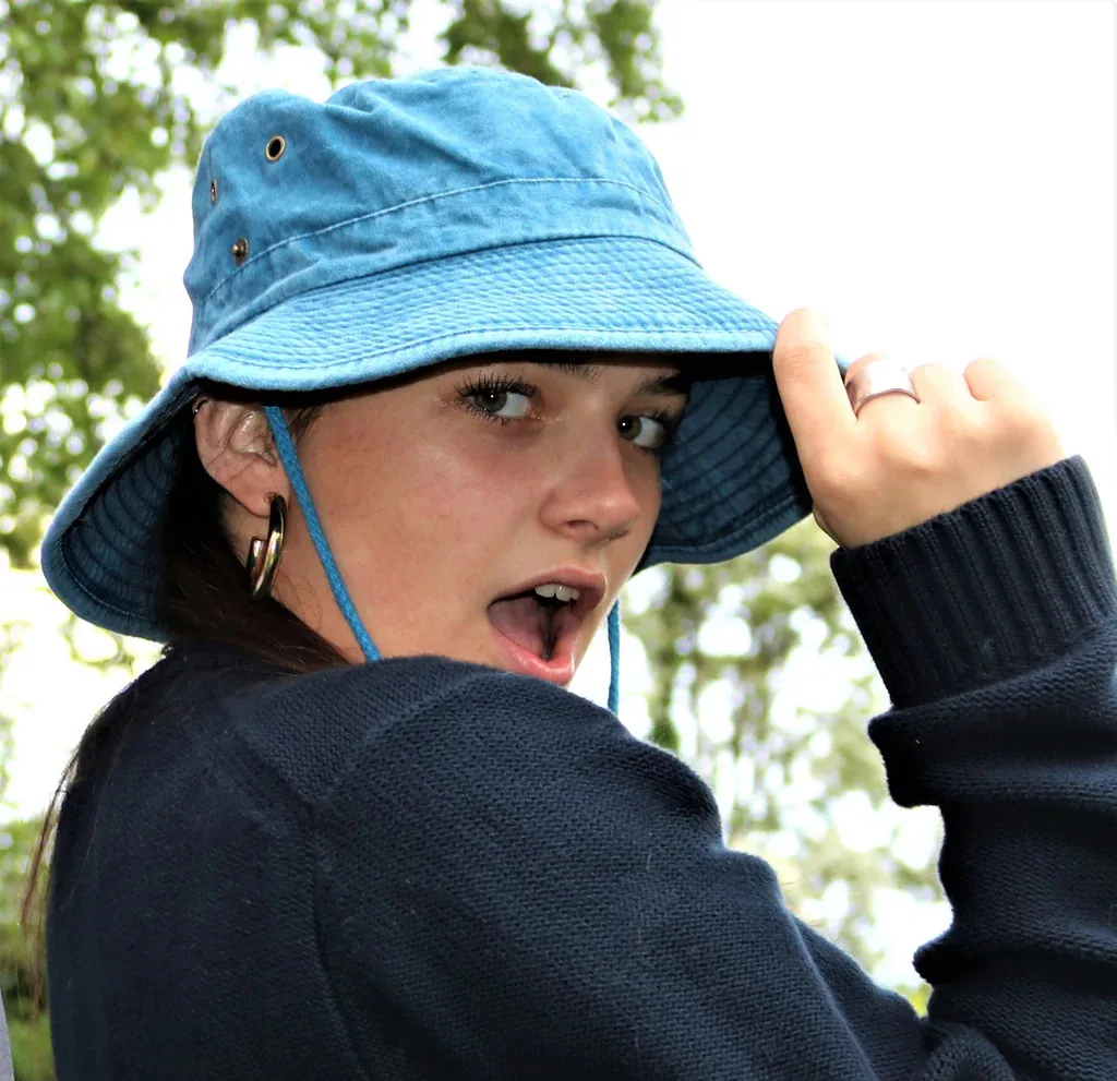 Sombrero de pescador vaquero con cuerda para hombre y mujer, gorro de pescador con cuerda, color azul, para playa y exteriores, 2024