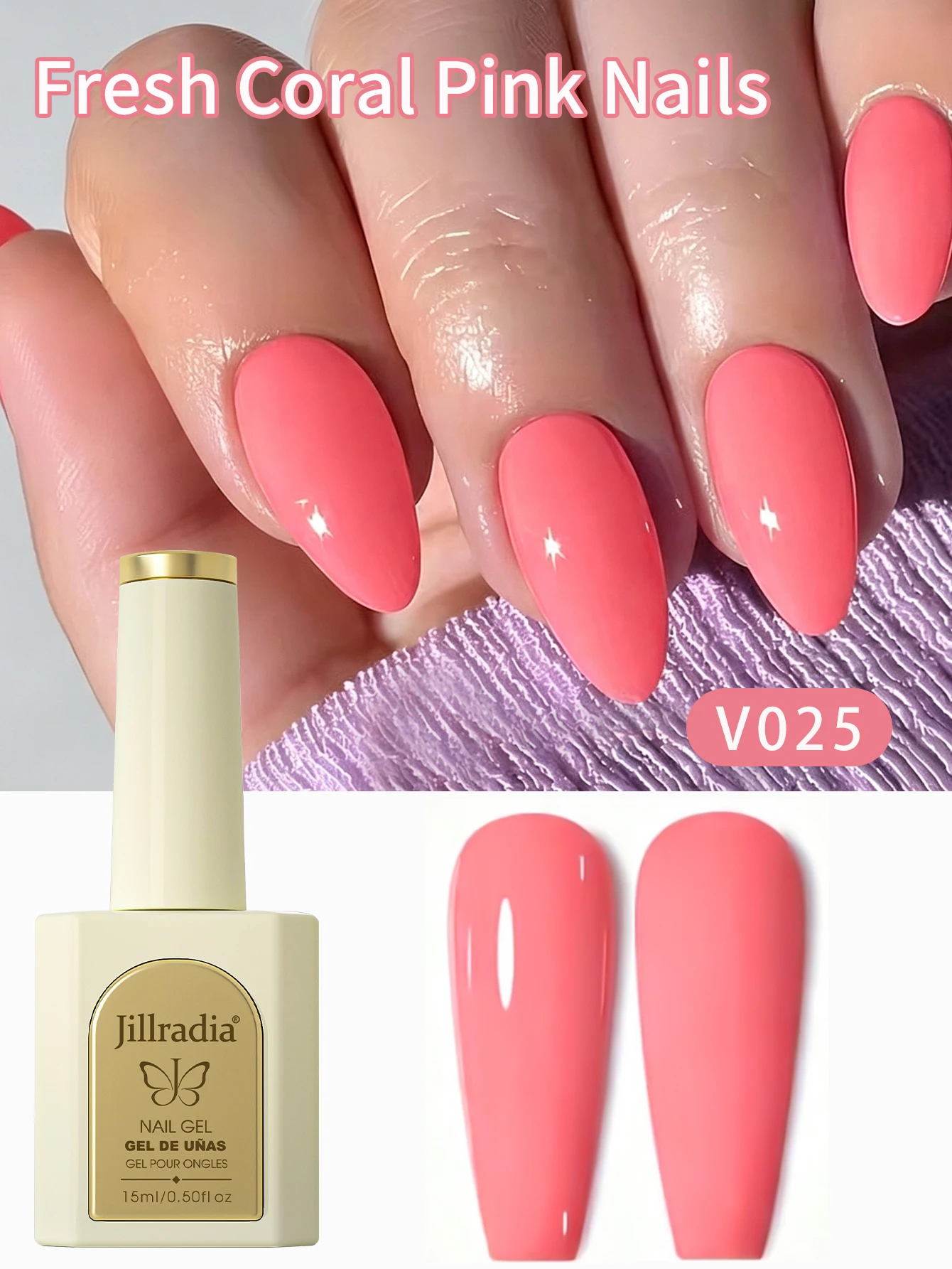 1pc 15ml Coral Pink Gel Nail Polish Starter Pure Soak Off No Wipe Nail Gel Polish Suitable For All Seasons