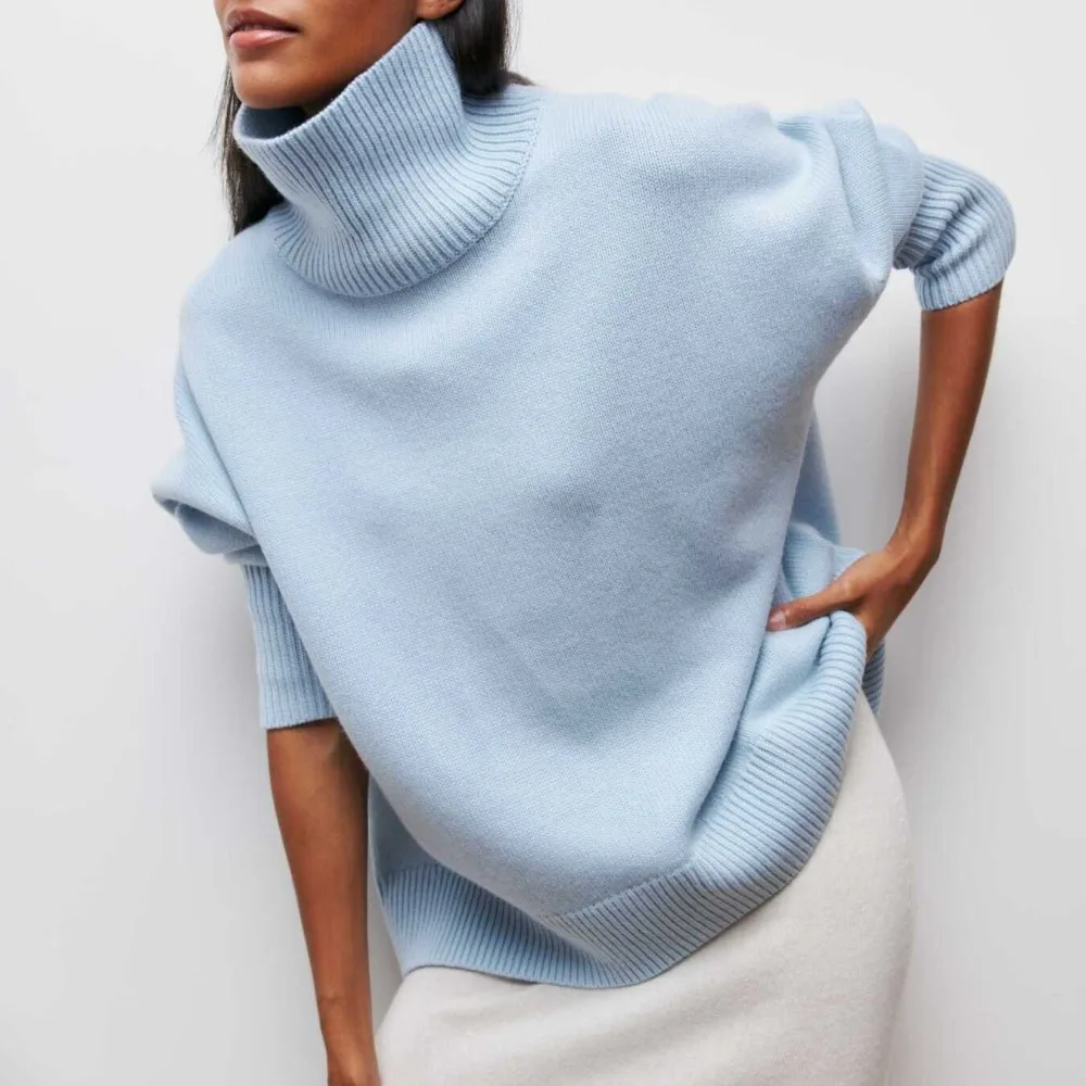 

Fashionable Casual Sweater Loose Semi High Collar Comfortable Simple Versatile Autumn Winter Sweater