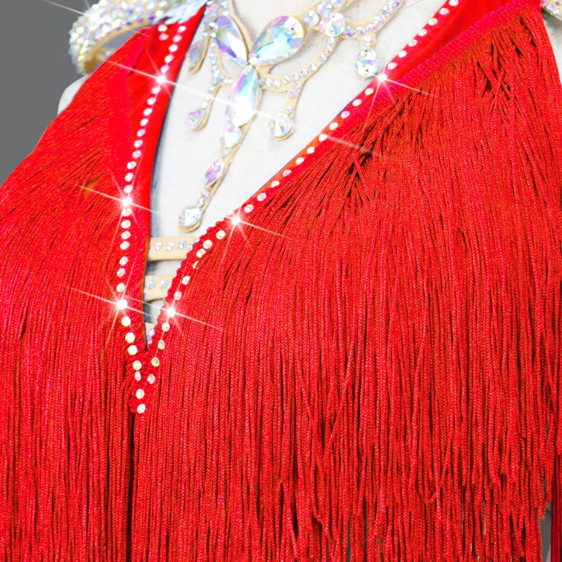 Nuevo Vestido Latino de Baile para Mujer, Traje de Cóctel, Ropa Deportiva para Fiesta, Práctica, Cabaret, Traje de Noche para Damas y Niñas  latinos falda samba danza urbana niña fiesta traje cortos lentejuelas flamenc