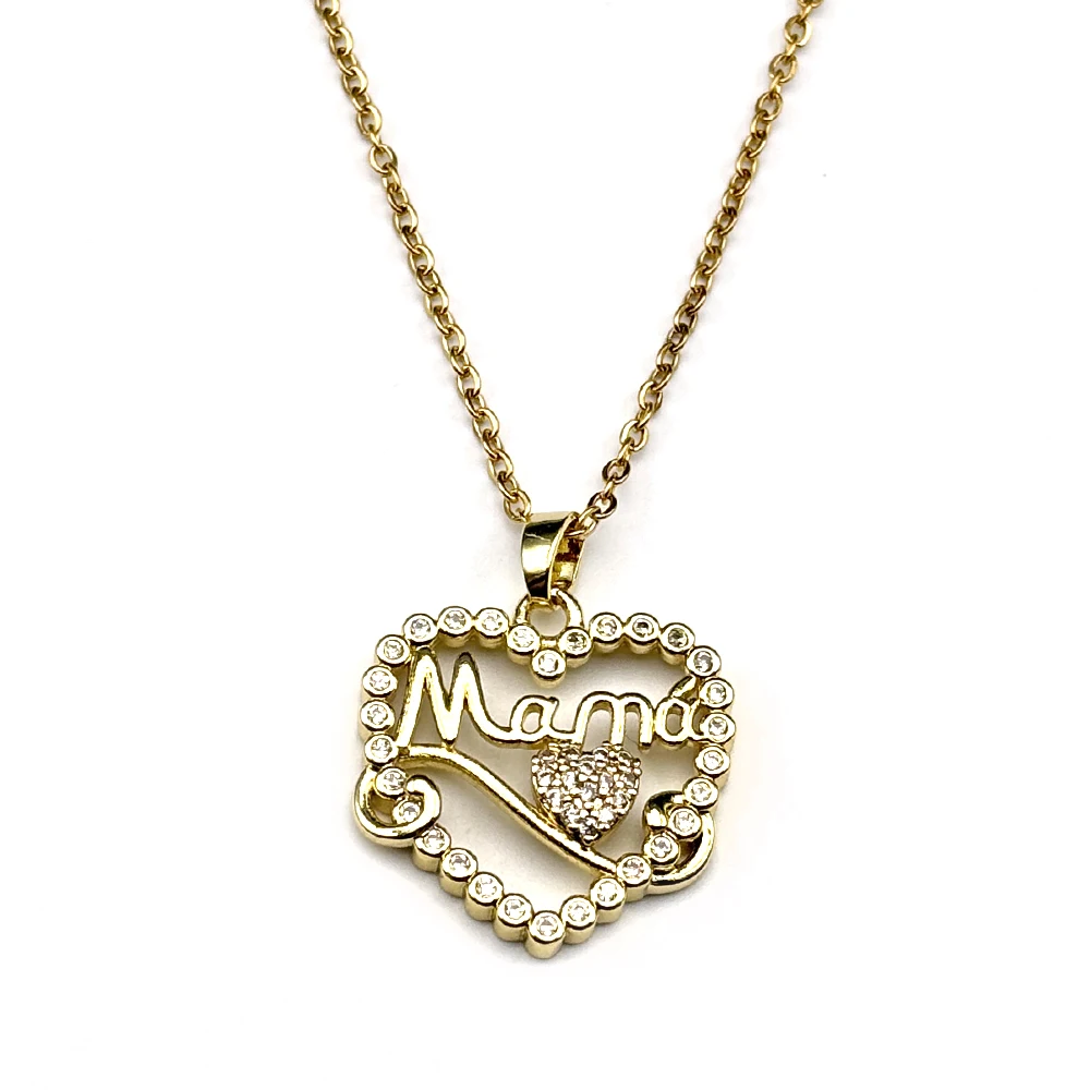 Mama Herz Kristallkette Edelstahl Goldfarben Liebe Mama Muttertag Elegante Tägliche Halskette Schmuck Geschenk für Frauen – Detail 8