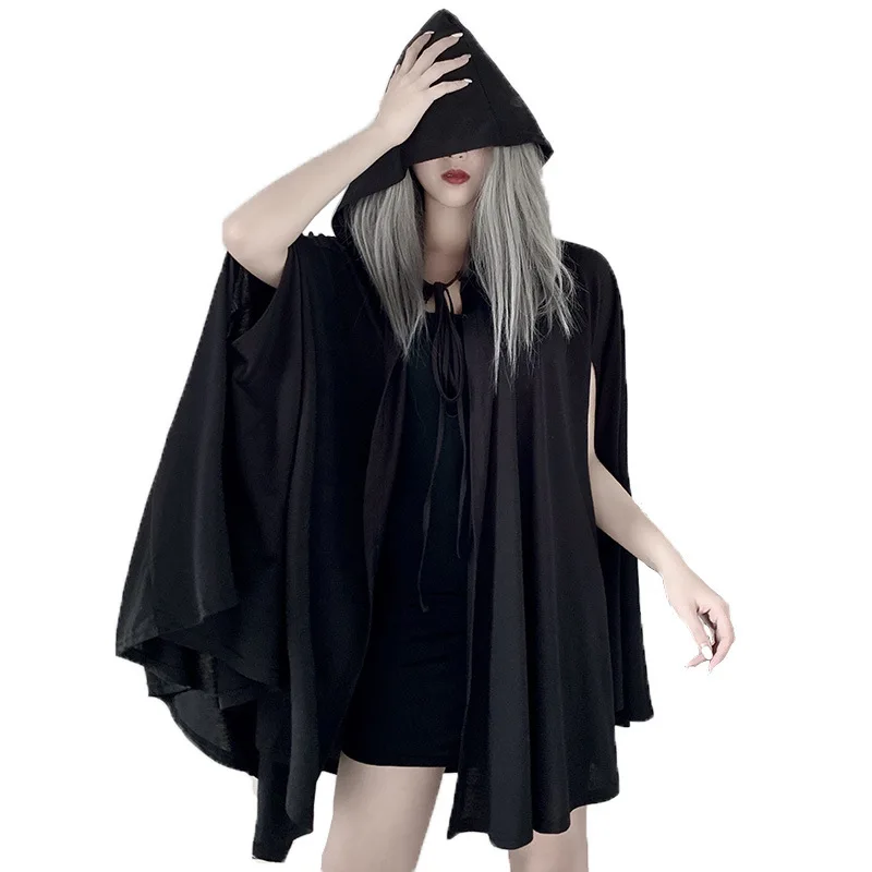 リタ ゴシック フード付き スウェル コート ケープ ウインドブレーカー ローリーン 仮面舞踏会 ストリート スレ ミディアム丈 無地