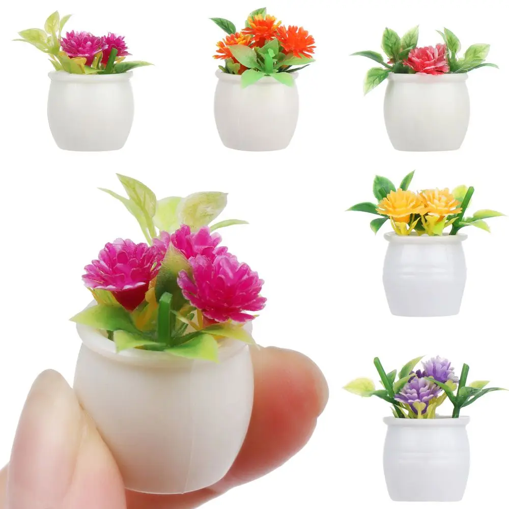 Home Decor Flowers Pot Decor Accessories Dollhouse Miniature Green Plant Pot Potted Mini Fruit Basket Flowers Basket