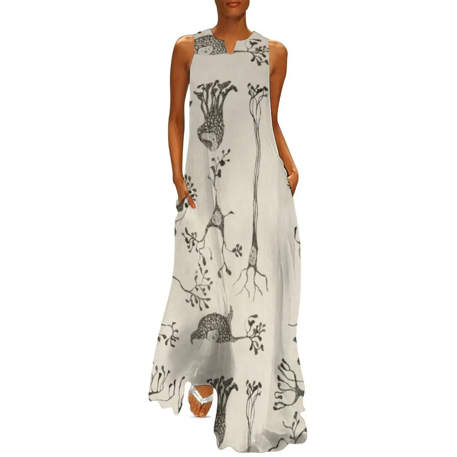 

Vintage Neuron Cells Long Dress bandage dress womens clothing
