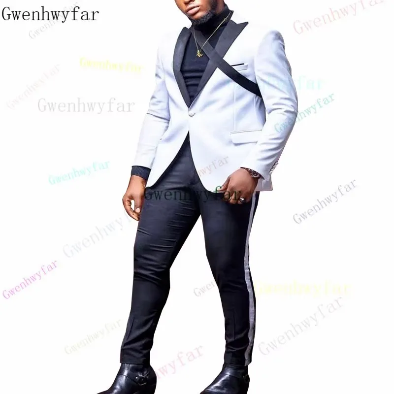 

Gwenhwyfar Summer Men Suits Slim Fit 2 Piece Groom Tuxedo For Wedding Male Fashion Jacket With Pants New Arrival G30778
