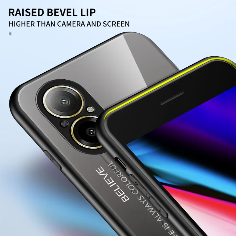 Realme C67 4G RMX3890 Custodia Gradiente Antiurto Vetro Duro Della Copertura Posteriore Cassa Del Telefono Del Silicone Paraurti per Realme C67 RealmeC67 RMX3890