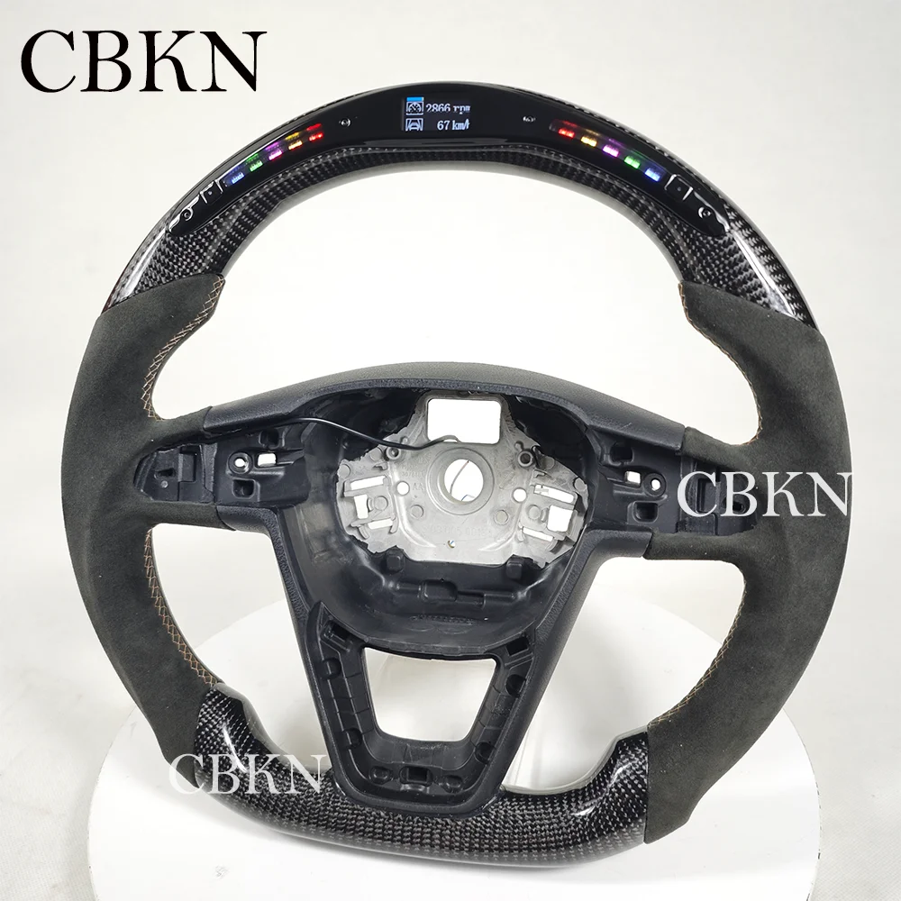 LED Real Carbon Fiber Steering Wheel For Seat Leon FR Cupra 5F mk3 MK4 Arona Ateca Leon 2013-2020 100% carbon fiber Customized