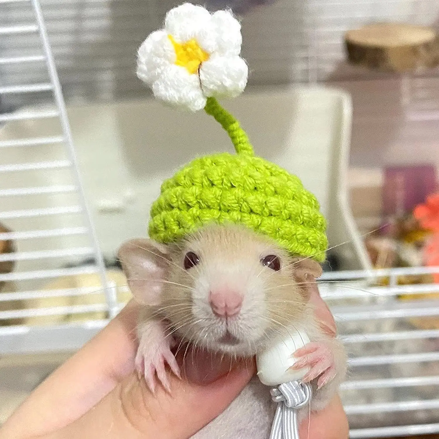 1PC New Hand Crocheted Hamster Hat Pet Accessories Chipmunk Rat Small Animal Knitted Caps Cute Hamster Clothes Headwear Supplies