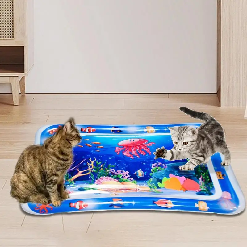 Tapete de água inflável para crianças, brinquedo interativo para gatos, brinquedos sensoriais, 50x70cm, centro de atividades, com tema oceano, melhora