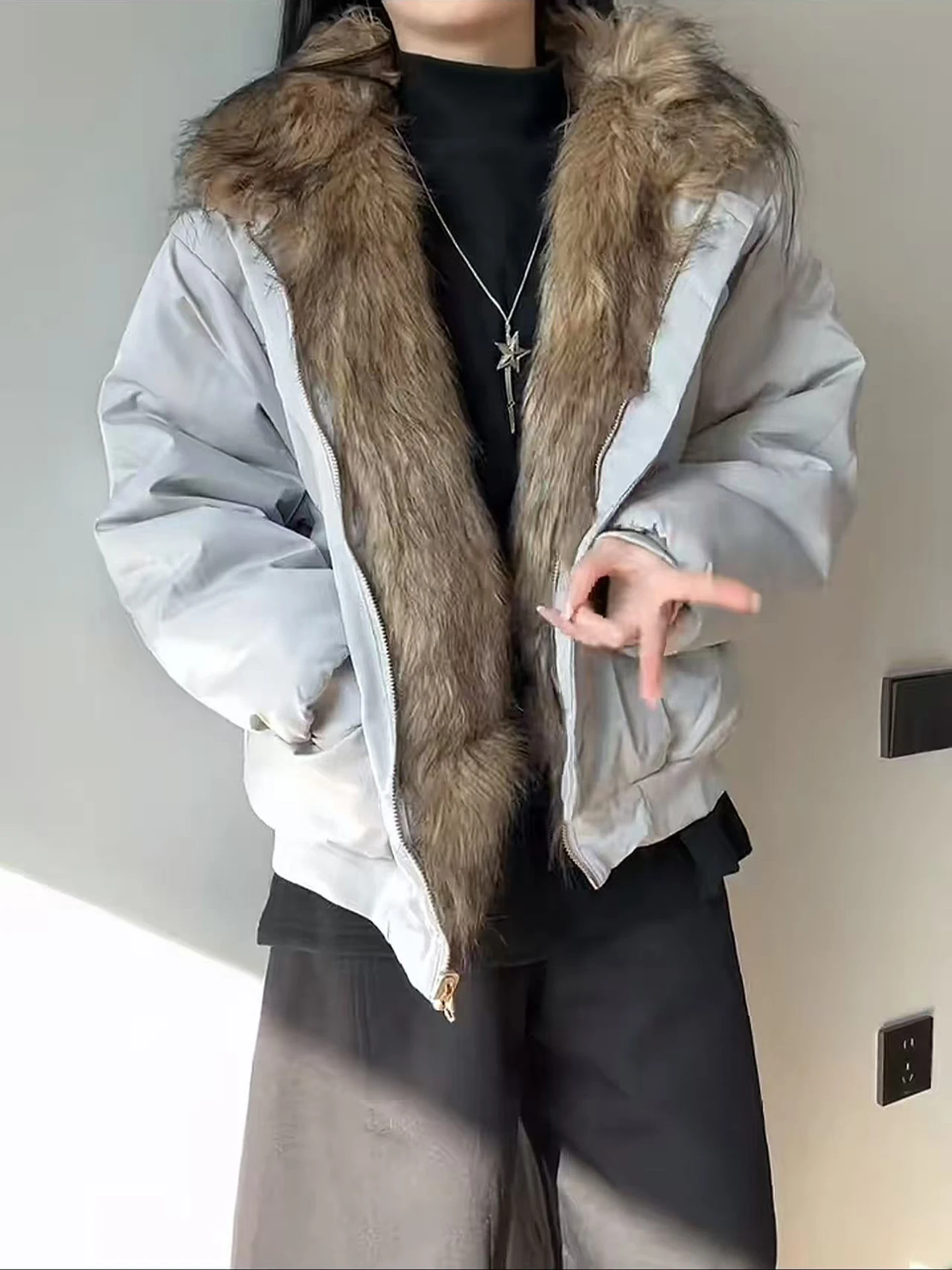 معطف شتوي للرجال من American Retro Thiened من القطن مع ياقة من الفرو بغطاء للرأس من Jaet للشباب عصري طويل Sve Zipp...