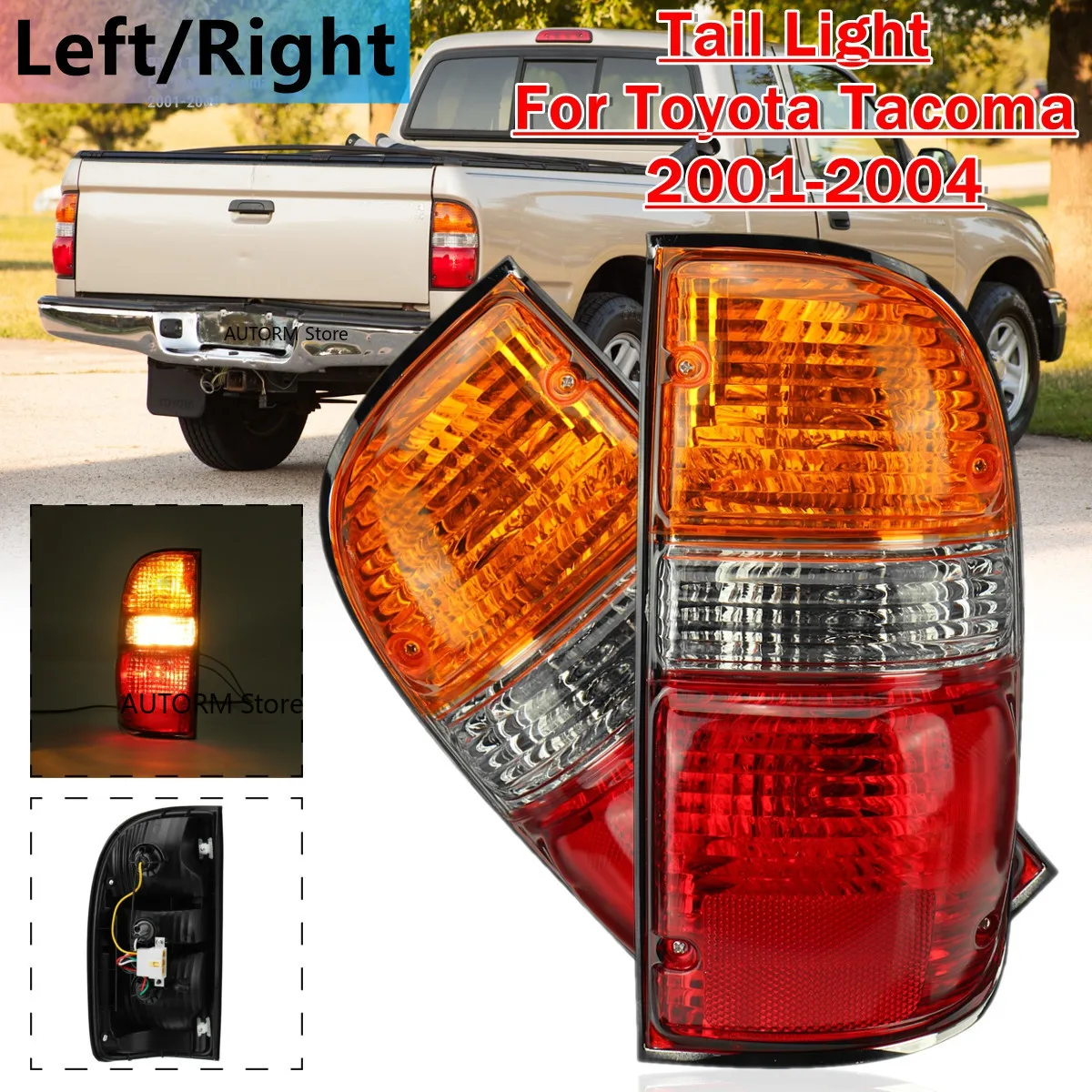 Left/Right Car Rear Tail Light Brake Lamp W/ Bulb For Toyota Tacoma 2001 2002 2003 2004 8155004060,8156004060 Rear Tail Lights